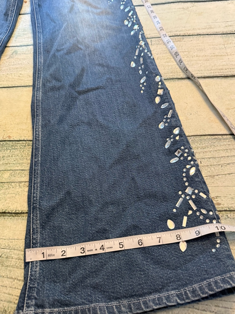 Good American Dolly Joleans Crystal Wide Leg Jeans. 4/27 FLAWS read description - Picture 10 of 13